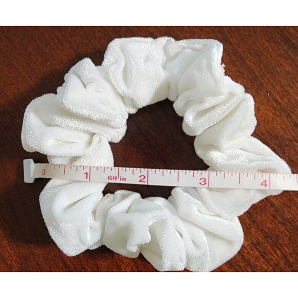 10PC SET White Velvet Hair Ties Scrunchies Full Bag All Hair TYPES, BRAND NEW - Picture 2 of 6